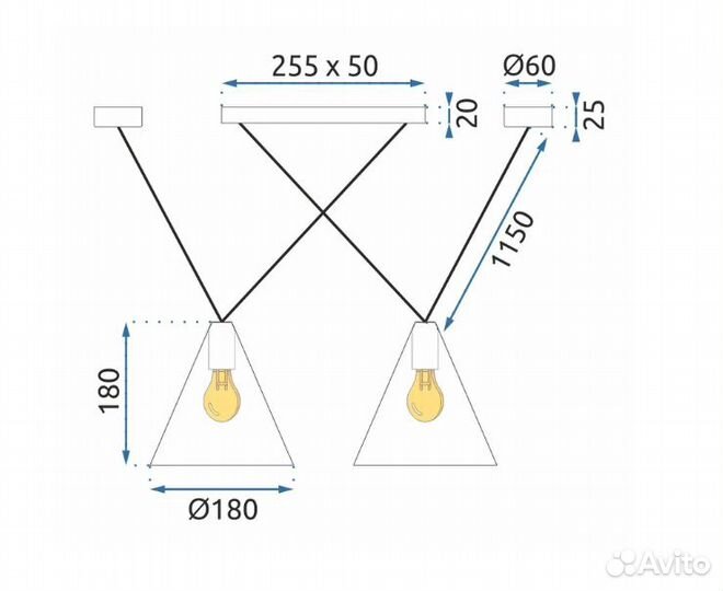 Черный потолочный светильник В стиле лофт APP548-2