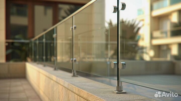 Ограждения для лестниц из стекла