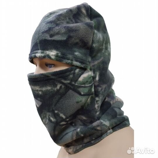 Маска балаклава флис, полушерсть олива/черная/кмф