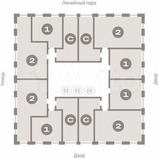 2-к. квартира, 65,3 м², 2/25 эт.