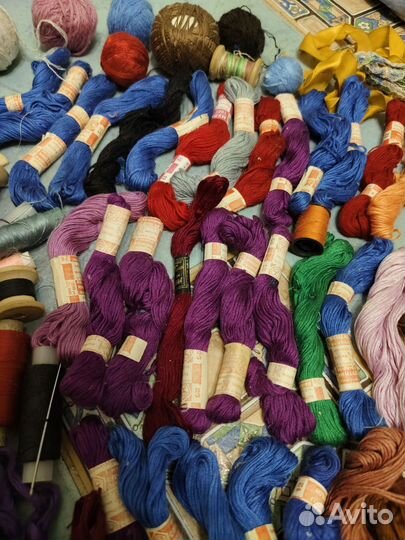 Нитки СССР мулине швейные иголки пакетом