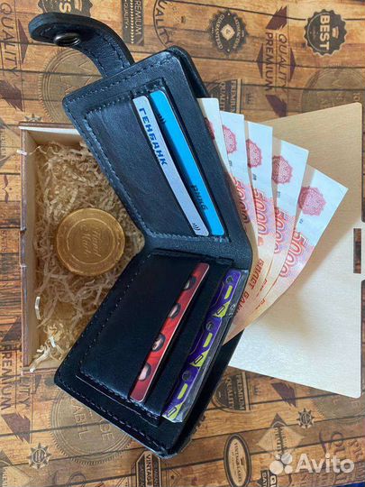 Мужской кожаный кошелек ручной работы