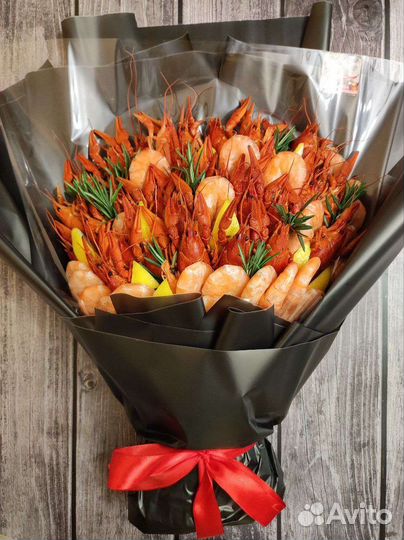 Букет, бокс из раков креветок, съедобные букеты