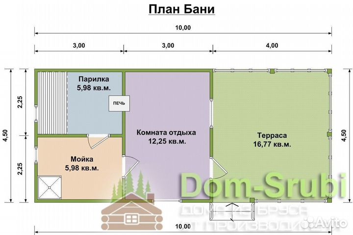 Реутов. Надёжная Баня из бруса Б-34 (4.5х10)