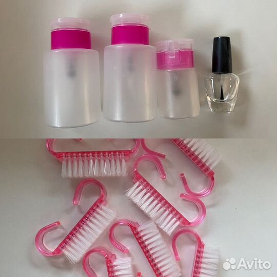Флаконы для жидкостей, щетки сметки