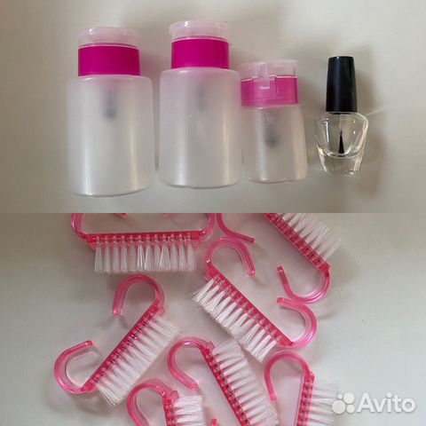 Флаконы для жидкостей, щетки сметки