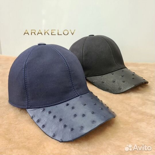 Мужская кепка с козырьком из кожи страуса