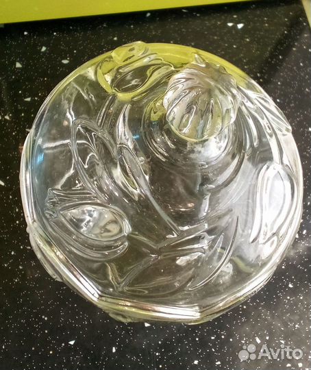 Сахарница на ножках с крышкой, стекло, тюльпаны