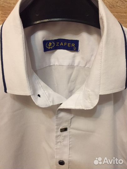 Рубашка на мальчика 158 белая с коротким рукавом