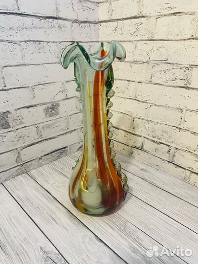Ваза богемское цветное стекло