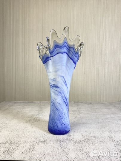 Винтаж ваза коралл цветное стекло