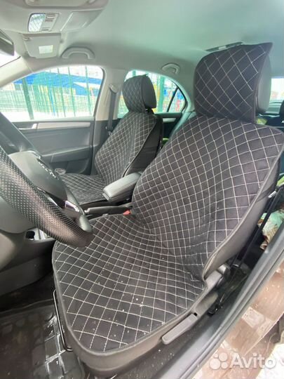 Накидки на сиденья алькантара черная с белой строч