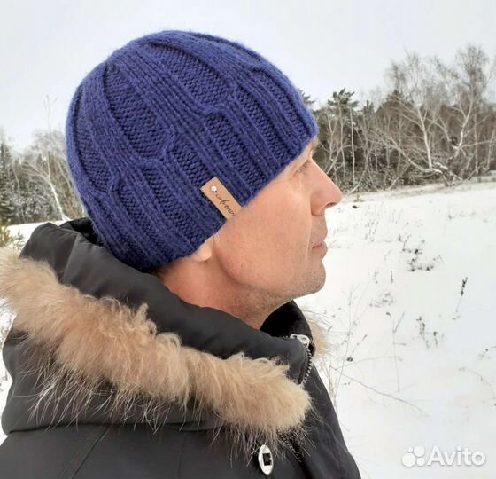 Шапки мужские вязаные ручной работы