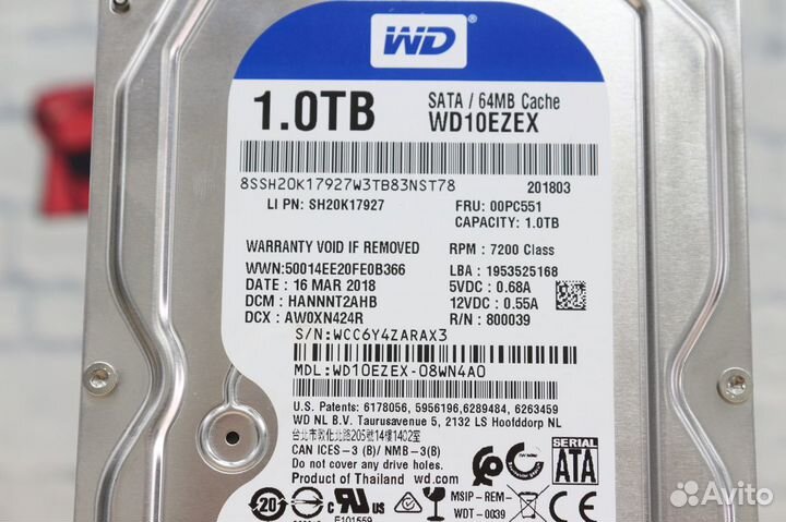 Жесткий диск WD Blue 1Tb (WD10ezex)