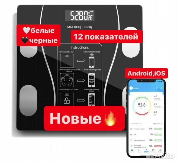 Весы напольные умные электронные