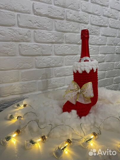Новогодний сапожок вязаный