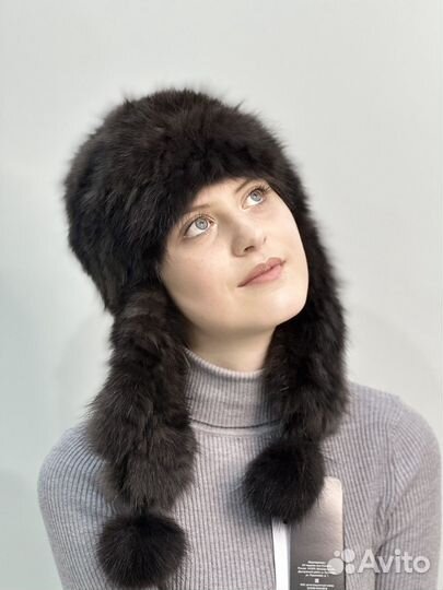 Шапка ушанка вязаная