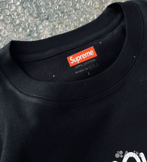 Черная футболка плотная Supreme