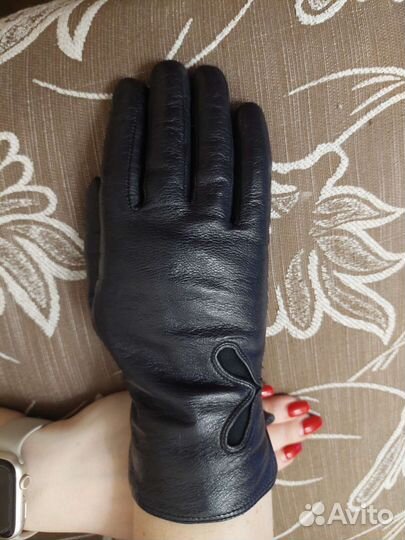 Перчатки женские кожаные зимние