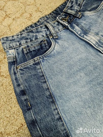 Джинсы mom пэчворк xs