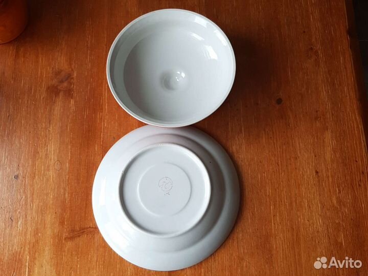 Масленка фарфоровая в горошек СССР