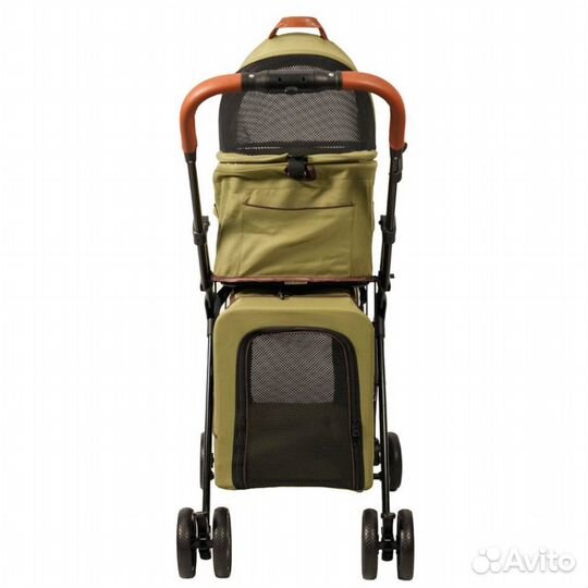 Двойная коляска для животных до 10 кг, оливковая