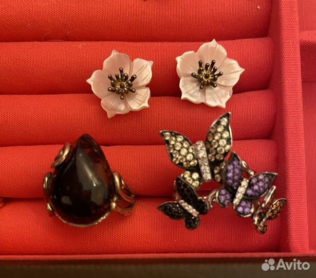 Серебро серьги кольца