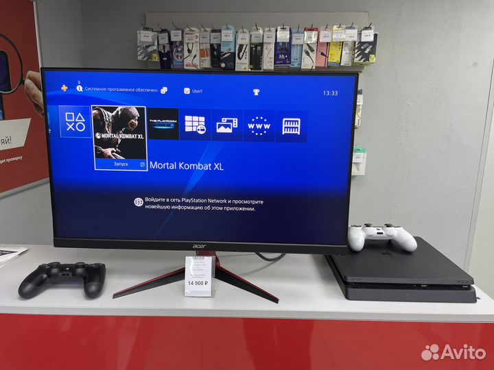 Sony playstation 4 slim 1tb + 2 геймпада + MK XL