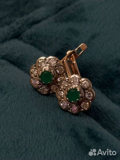 Золотые серьги с якутскими бриллиантами Ленинград