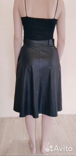 Юбка кожаная миди