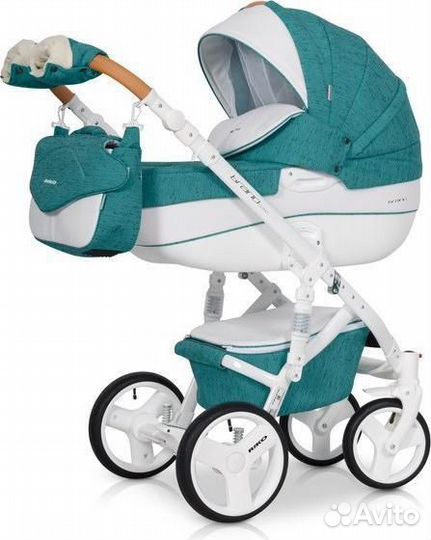 Коляска Riko Bruno Luxe 2 в 1 Бирюза-белый