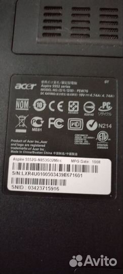 Ноутбук acer aspire 5552G