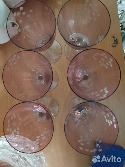 Винтаж розовый бокал СССР