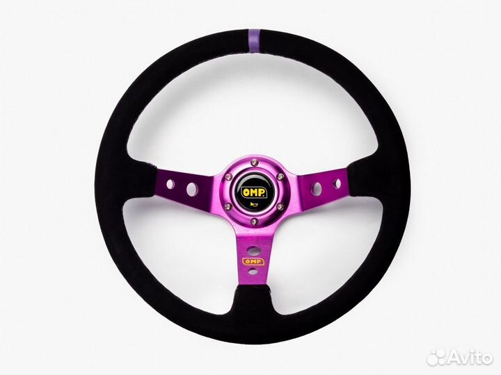 Руль OMP с выносом замша фиолетовый