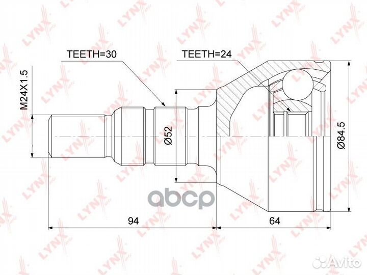 Шрус внешний перед прав/лев CO3689 lynxauto