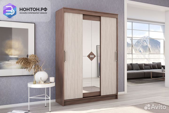 Шкаф-купе Агат ясень шимо темный / ясень шимо свет