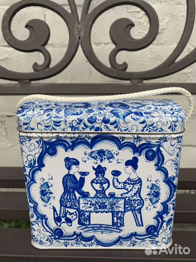 Набор Подарочная Упаковка Жестяной Ларец «Гжель»