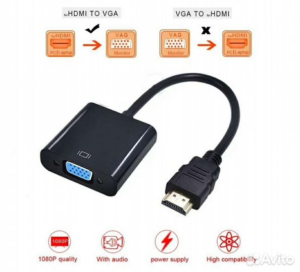 Переходники hdmi-VGA,DVI-D-VGA,DP-VGA и др