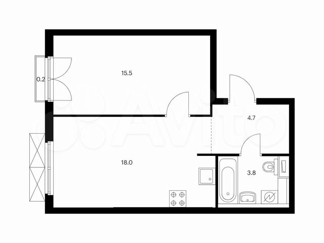 1-к. квартира, 42,2 м², 13/23 эт.