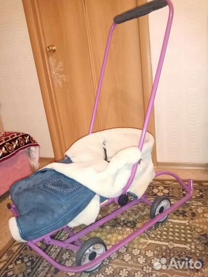 Детские санки коляска с колесами