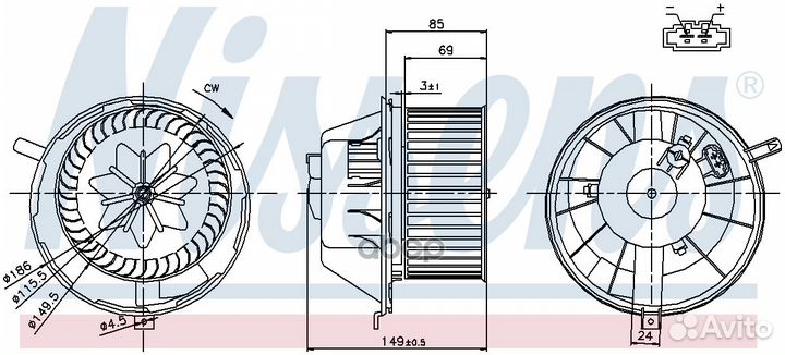 NS87034 вентилятор отопителя Audi A3, Skoda Oc