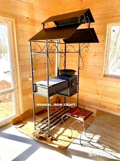 Мангал с печкой под казан