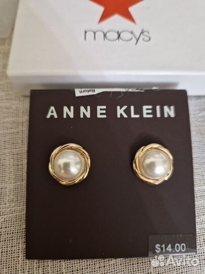 Серьги пусеты с жемчугом Annе Klein