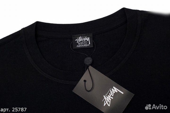 Футболка Stussy happy flower черная