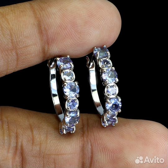 Серебряные серьги с танзанитами