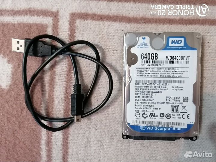 Продам Жесткий Диск HDD 2.5, WD 640 G, в корпусе