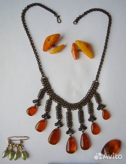 Колье Бусы Запонки - Янтарь Раритет из СССР