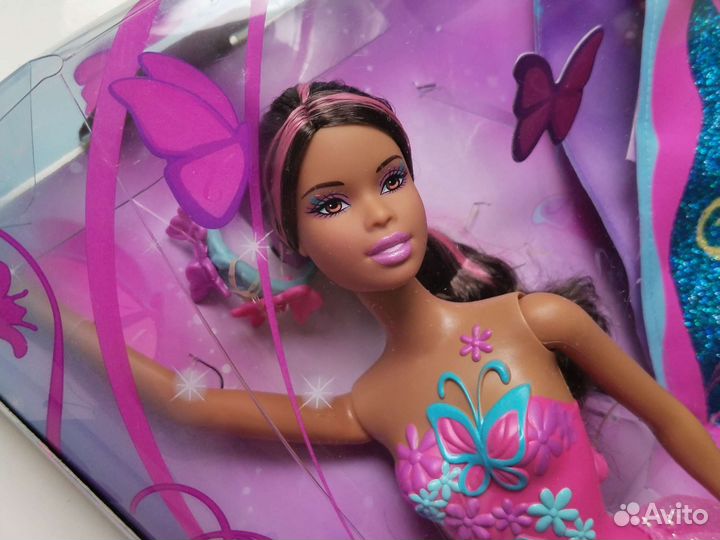Редкая афро Барби с крыльями как Марипоза