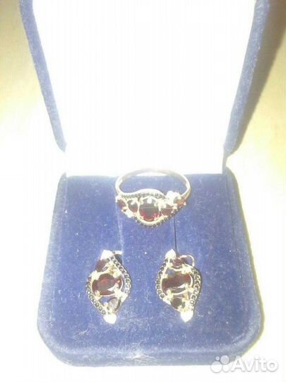 Серьги + кольцо, Серебро 925, золочение