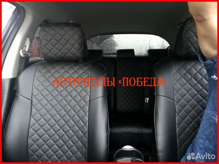 Чехлы Nissan Juke из экокожи чёрные Ромб